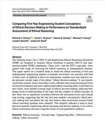 Comparing First-Year Engineering Student Conceptions of Ethical Decision-Making to Performance on Standardized Assessments of Ethical Reasoning.